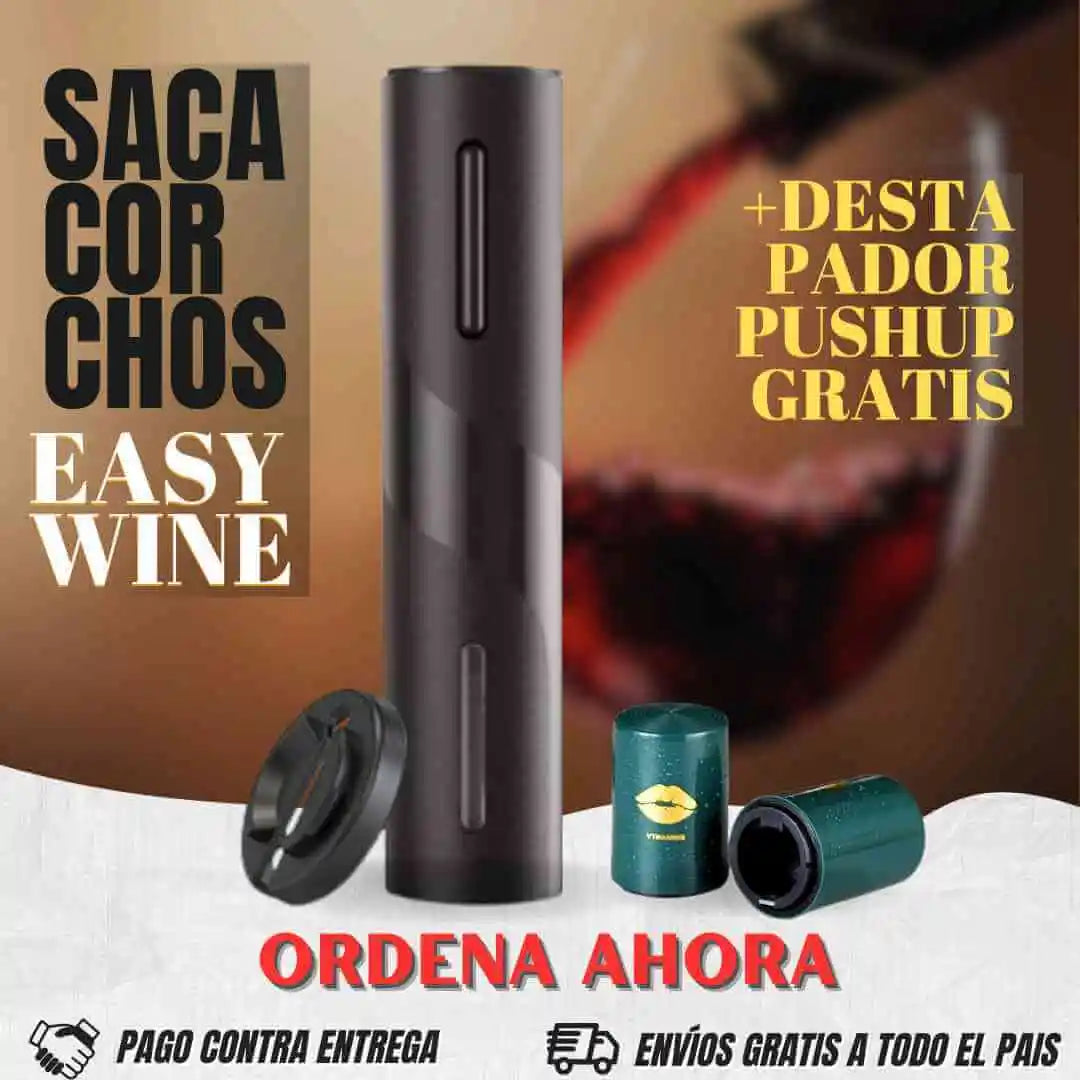 SACACORCHOS EASY WINE + DESTAPADOR PUSH UP GRATIS