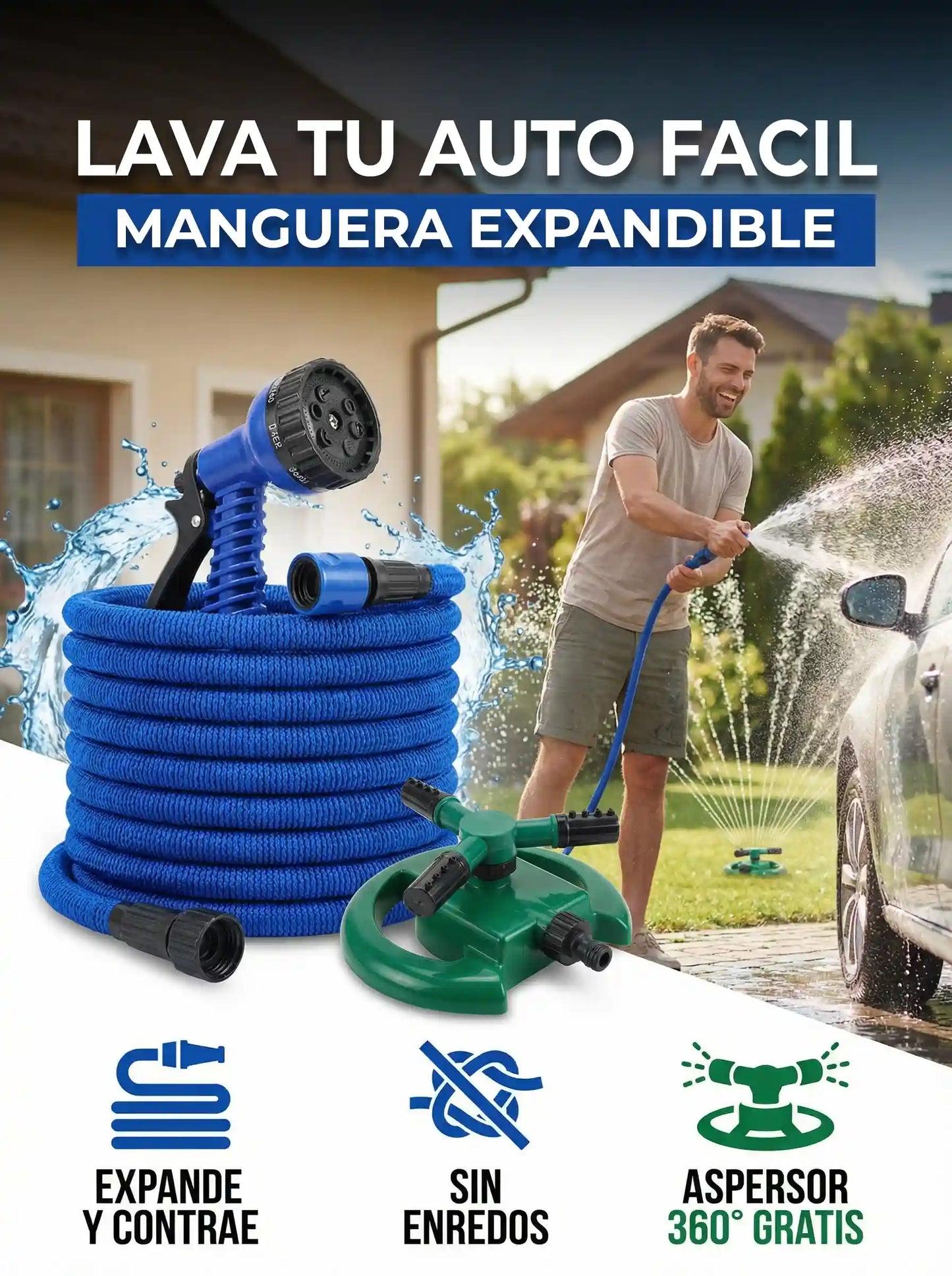 AQUAFLEX- Manguera + Aspersor